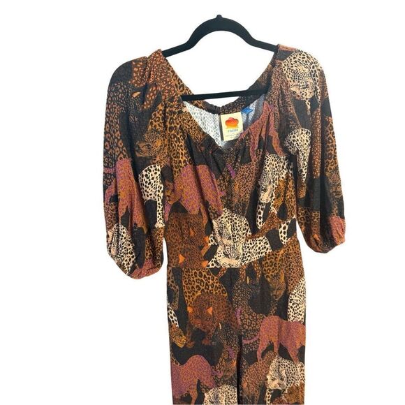 Farm Rio for Anthropologie Animalia Mirana Jumpsuit XS Jumper Romper in Brown Mo - Picture 10 of 14